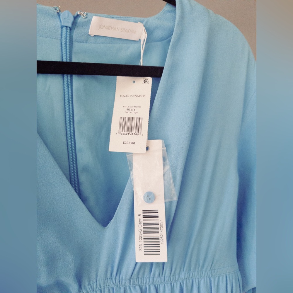 Jonathan Simkhai Blue Puff Sleeve Dress - Picture 3 of 6